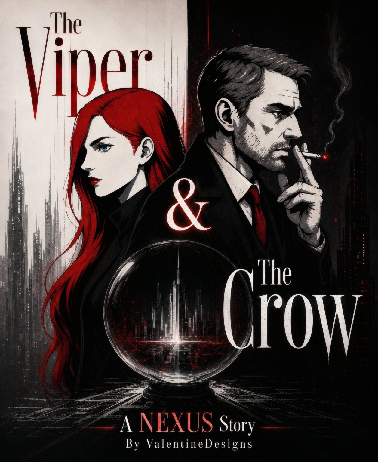 The Viper and the Crow key art featuring a red-haired woman and Craig O'Harris